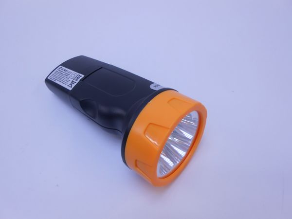 Фото: Фонарь ручной Ultraflash LED3827 аккум.4W 0,7Ah 5св/д вилка 220V,пластик,черный+желтый