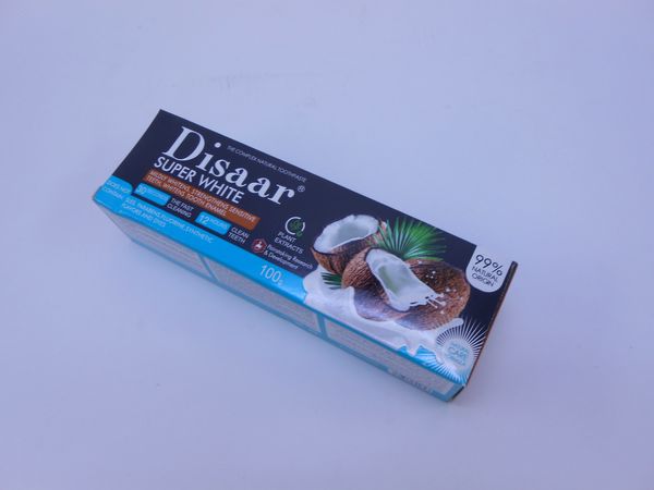 Фото: Зубная паста Disaar Super White c экстрактом кокоса и корицы 100 мл.
