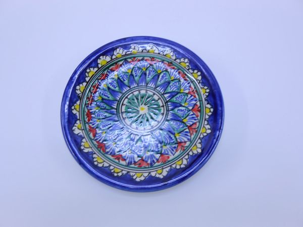 Фото: Тарелка Риштанская керамика плоская 17см синяя