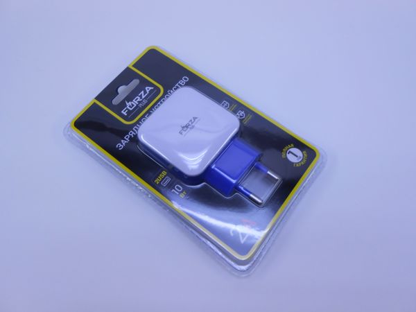 Фото: Сетевое зарядное устройство Forza Акварель 2*USB,2А,5В микс 916-066
