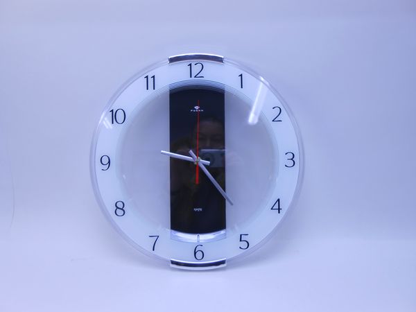 Фото: Часы настенные круг со вставками 3327-001 34см корпус прозрачный Классика Рубин