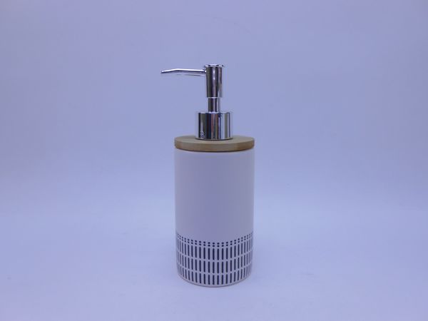 Фото: Дозатор для жидкого мыла Бамбуковая зебра керамика белый 463-232
