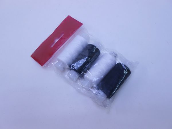 Фото: Нитки полиэстер Красная нить белые/черные 200м цена за 4шт