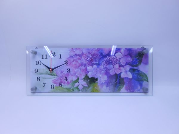 Фото: Часы настенные стекло 5020-120 Акварель.Фиолетовые цветочки