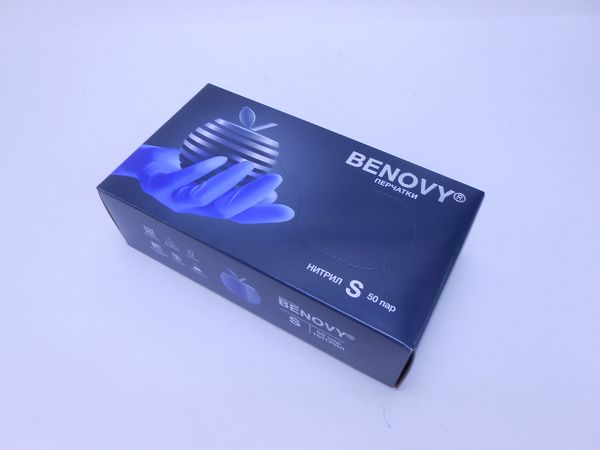 Фото: Перчатки нитриловые Benovy S 50 пар арт.ME6LB35BS82
