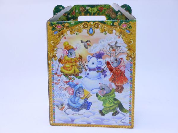 Фото: Подарочная коробка "Снеговик и мышки", с раскраской, 16,8 х 7 х 25 см   4486832