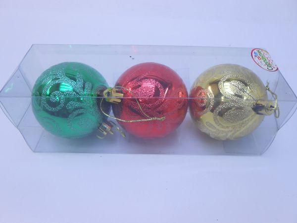 Фото: Набор шаров 3шт, 7см рельефный узор,микс 183-918