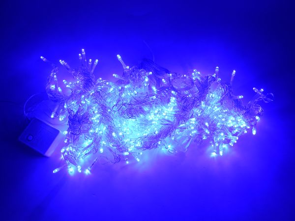Фото: Гирлянда эл.для дома Занавес 1,5*2,5м 360л LED проз.пров.,8 реж.Синий (можно соед.) IP-20 131-031