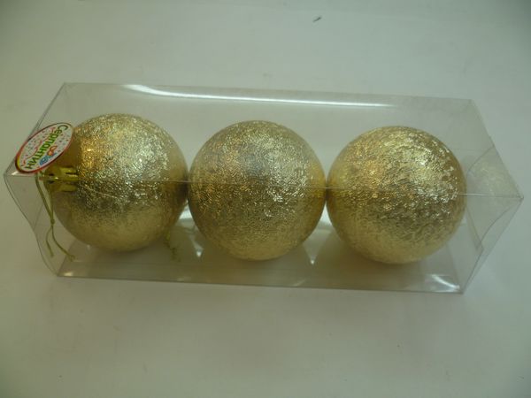 Фото: Набор шаров 3шт, 7см Мягкий блеск золото 201-0564