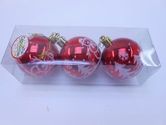 Фото: Набор шаров 3шт, 6см Снеговичок красный 201-0691